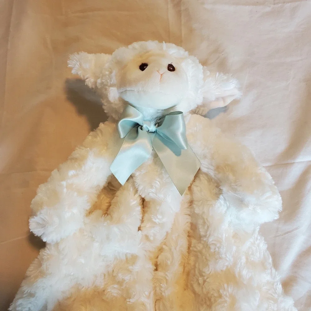 Edgehill Collection Bearington Lamb Security Blanket Cream Satin Trim Lovey 29in